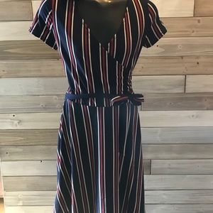 NWT wrap red and blue wrap dress.